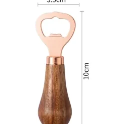 Drinkshakers & Drinkverktyg-Ölflasköppnare med trähandtag, bärbar flasköppnare och verktyg för att ta bort flaskkorken, roséguld