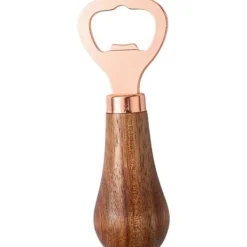 Drinkshakers & Drinkverktyg-Ölflasköppnare med trähandtag, bärbar flasköppnare och verktyg för att ta bort flaskkorken, roséguld