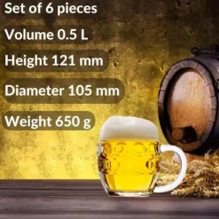 Ölglas, Ölsejdel, Ölkrus, Ölmugg - set med 6 ölglas Tübinger 0,5 liter
