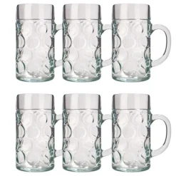 Glas-Ölglas, Ölsejdel, Ölkrus, Ölmugg - set med 6 ölglas ISAR 1 liter