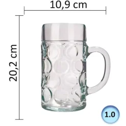 Glas-Ölglas, Ölsejdel, Ölkrus, Ölmugg - set med 6 ölglas ISAR 1 liter