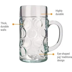 Glas-Ölglas, Ölsejdel, Ölkrus, Ölmugg - set med 6 ölglas ISAR 1 liter