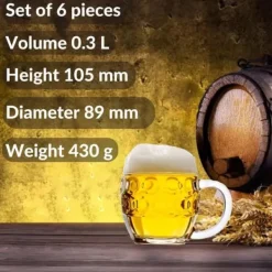 Ölglas, Ölsejdel, Ölkrus, Ölmugg - set med 6 ölglas Tübinger 0,3 liter