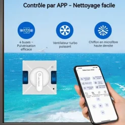 Rengöringsmedel-LIECTROUX Fönsterputsrobot YW509 – Spray med 4 munstycken / 3 riktningar – 100mL tank – 3000Pa – APP – Trippelsäkerhet