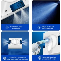 Rengöringsmedel-LIECTROUX Fönsterputsrobot YW509 – Spray med 4 munstycken / 3 riktningar – 100mL tank – 3000Pa – APP – Trippelsäkerhet