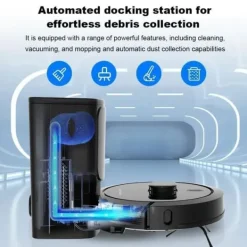LIECTROUX G7 Robotdammsugare 4 i 1 med automatisk dammsamlare - Sugning och tvättning 6500 Pa - Laser-navigering