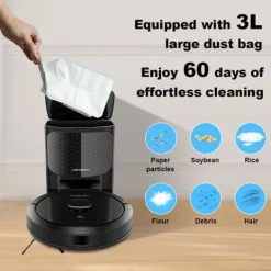 LIECTROUX G7 Robotdammsugare 4 i 1 med automatisk dammsamlare - Sugning och tvättning 6500 Pa - Laser-navigering