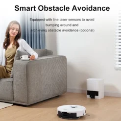 Liectroux M70 Pro Robotdammsugare 3-i-1 med Automatisk Tömstation, LiDAR-Navigering och 6500 Pa Sugkraft – Vit