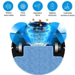 Robotdammsugare-LIECTROUX M7S PRO - Ansluten robotdammsugare - 3000 Pa - Kartnavigering - Autonomi 120 min - 4400mAh batteri
