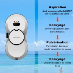 Rengöringsutrustning-LIECTROUX Robot Fönsterputsare HCR-10 Vit - 2800 Pa - 30ml Behållare - Automatisk rengöring - Självständig intelligent fönsterputsrobot
