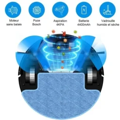 LIECTROUX V3S PRO - Ansluten robotdammsugare - 4000 Pa - Kartnavigering - Autonomi 120 min - 4400mAh batteri
