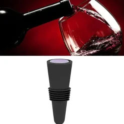 Livsmedelsklassad silikonvinflaskpropp - dekorativa och återanvändbara svarta korkar i rostfritt stål