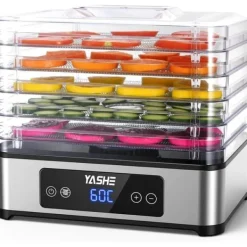 Livsmedelstork - YASHE, med 5 hyllor, 400W, med justerbar timer och temperatur, idealisk för kött, frukter, örter.