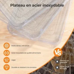 Livsmedelstork - YASHE, med 5 hyllor, 400W, med justerbar timer och temperatur, idealisk för kött, frukter, örter.