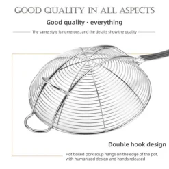 Hålslevar-Lång silsked i rostfritt stål för säker och skållningsfri köksmatlagning