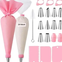 Utrustning För Tårtdekoration-Lollanda Dekorationspåse/ Spritsmunstycken, Sprits-set 40-delar för Tårtdekoration och Bakning