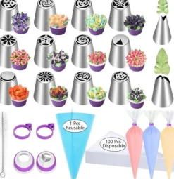 Utrustning För Tårtdekoration-Lollanda 14-delars Spritspåse & Munstyckeset, Tyllset, spritstyllar- Cake tool