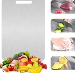 Lollanda Dubbelsidig Skärbräda i Rostfritt Stål och Titan, 34x23 cm, BPA-Fri för Kök