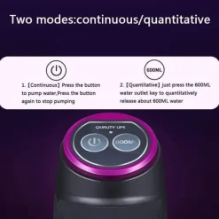 Vattenkylare-Lollanda Elektrisk automatisk vattenflaskpump för camping och hemmabruk, USB-Laddning, hink vattenpump, automatisk dryckespump - Svart