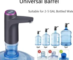 Vattenkylare-Lollanda Elektrisk automatisk vattenflaskpump för camping och hemmabruk, USB-Laddning, hink vattenpump, automatisk dryckespump - Svart