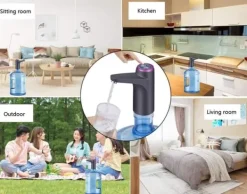 Vattenkylare-Lollanda Elektrisk automatisk vattenflaskpump för camping och hemmabruk, USB-Laddning, hink vattenpump, automatisk dryckespump - Svart