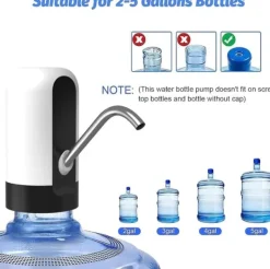 Lollanda Elektrisk vattendispenser, Flaskvattendispenser Universell USB-laddningsbar elektrisk vattenflaskpump för Hem och Camping