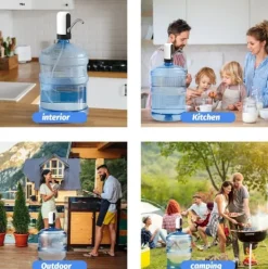 Lollanda Elektrisk vattendispenser, Flaskvattendispenser Universell USB-laddningsbar elektrisk vattenflaskpump för Hem och Camping