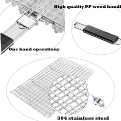 Grillar-Lollanda Hopfällbar Grillkorg 46.5x32 cm, Rostfritt Stål Grillkorg – för camping och utomhus, för fisk, grönsaker och kött