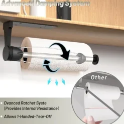 Köksorganiserare-Lollanda Hushållspappershållare utan borrning med dämpningseffekt, självhäftande eller borrade för kök