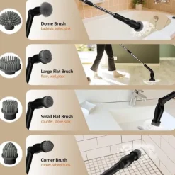 Rengöringsutrustning-Lollanda 8-i-1 Elektrisk Rengöringsborste – Sladdlös Skrubb med Förlängningsskaft, 8 Borsthuvuden, IPX7 Vattentät, för Badrum & Golv