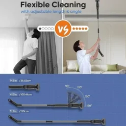 Rengöringsutrustning-Lollanda 8-i-1 Elektrisk Rengöringsborste – Sladdlös Skrubb med Förlängningsskaft, 8 Borsthuvuden, IPX7 Vattentät, för Badrum & Golv