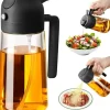Lollanda 2-i-1 Oljesprayflaska 470 ml - Sprayflaska för Olja och Vinäger , Perfekt för Matlagning, Airfryer & Sallad