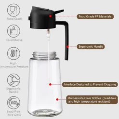 Lollanda 2-i-1 Oljesprayflaska 470 ml - Sprayflaska för Olja och Vinäger , Perfekt för Matlagning, Airfryer & Sallad