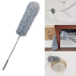 Rengöringsutrustning-Lollanda Multifunktionell teleskopisk dammvippa – Böjbar fiberborste med långt skaft för damm och rensning av dräneringsrännor