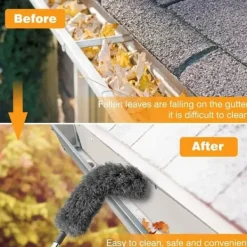 Rengöringsutrustning-Lollanda Multifunktionell teleskopisk dammvippa – Böjbar fiberborste med långt skaft för damm och rensning av dräneringsrännor