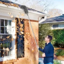 Rengöringsutrustning-Lollanda Multifunktionell teleskopisk dammvippa – Böjbar fiberborste med långt skaft för damm och rensning av dräneringsrännor