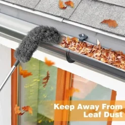 Rengöringsutrustning-Lollanda Multifunktionell teleskopisk dammvippa – Böjbar fiberborste med långt skaft för damm och rensning av dräneringsrännor