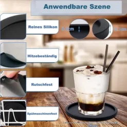 Lollanda 12-pack glasunderlägg i silikon med stabil och halkfri design – inkluderar metallställ för enkel och ordnad förvaring