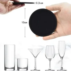 Lollanda 12-pack glasunderlägg i silikon med stabil och halkfri design – inkluderar metallställ för enkel och ordnad förvaring