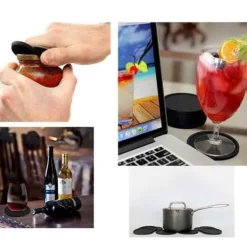 Lollanda 12-pack glasunderlägg i silikon med stabil och halkfri design – inkluderar metallställ för enkel och ordnad förvaring