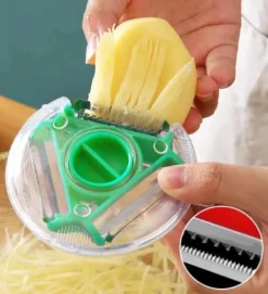 Matskalare & Urkärningsverktyg-Lollanda 2-pack 3-i-1 Multifunktionell roterande skalare - Grönsaksskalare & Råkostjärn & Potatisskalare