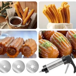 Utrustning För Tårtdekoration-Lollanda Rostfri stål kakpress, för att göra olika typer av spritsade kakor, med 16 kakformar, 8 spritsmunstycken, rengöringsborste