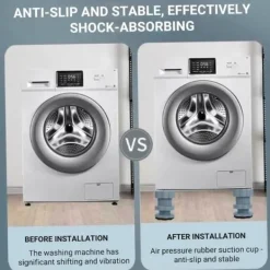 Tvättmaskiner-Lollanda Tvättmaskin Vibrationsdämpare Fötter 4-pack – Höjdjusterbara, Halkfria och Stötdämpande Kuddar för Tvättmaskin och Torktumlare