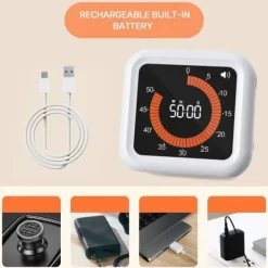 Äggklockor-Lollanda Visuell Timer 11 timmar 59 minuter,Uppladdningsbar Timer med Magnet & Stativ, Justerbar Volym