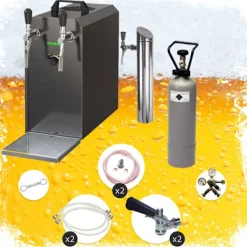 Öltapp - STREAM 50 ölväska, genomströmningskylare, 2-rads torrkylare, upp till 55 liter / h - SVART UTGÅNG, KEG:utan, KEG 2:NC Adapter