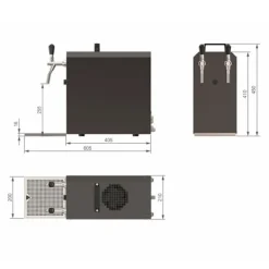 Öltapp - STREAM 50 ölväska, genomströmningskylare, 2-rads torrkylare, upp till 55 liter / h - SVART UTGÅNG, KEG:Type G, KEG 2:KeyKeg