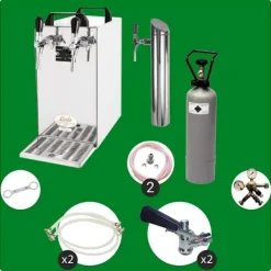 Ölkranar-Öltapp- kontakt 40 2-sidigt torrkylare, kontinuerlig kylare 50 liter / h, inkl. Dispenserspelare, Green Line, KEG 2:Type G, KEG:NC Adapter