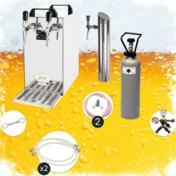 Öltapp- kontakt 40 2-sidigt torrkylare, kontinuerlig kylare 50 liter / h, inkl. Dispenserspelare, Green Line, KEG:Type D, KEG 2:5 liters adapter