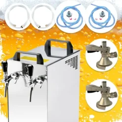 Ölkranar-öltapp Kontakt 40/K 2-linjers torrkylningsenhet av rostfritt stål, 50 liter/h, med membranpump, KEG:5 liters adapter, KEG 2:5 liters adapter