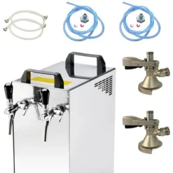 Ölkranar-öltapp Kontakt 40/K 2-linjers torrkylningsenhet av rostfritt stål, 50 liter/h, med membranpump, KEG:5 liters adapter, KEG 2:5 liters adapter
